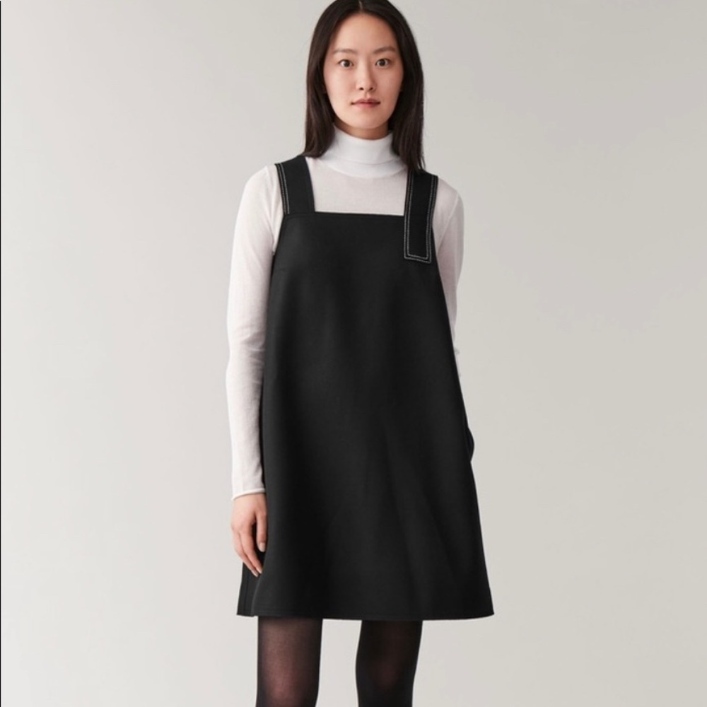 Cos Wool Strap Dress with Topstitching